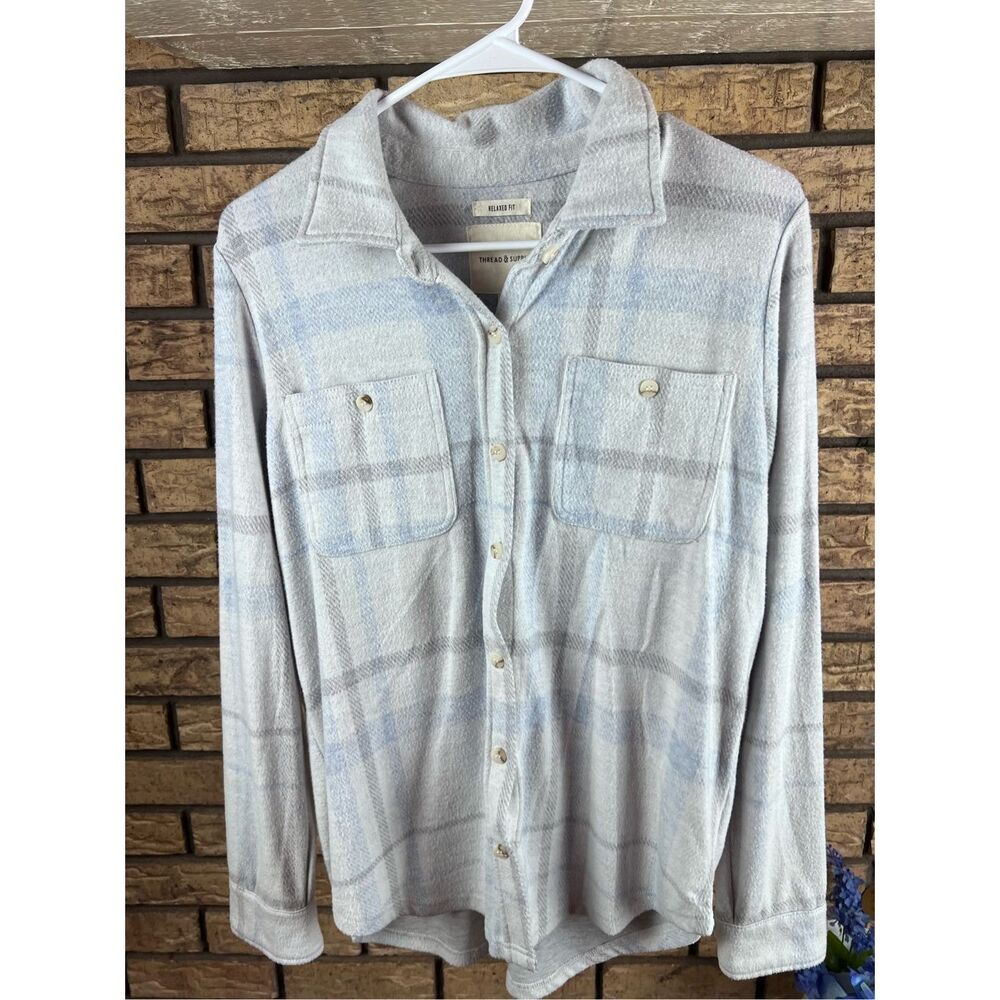 Thread and supply plaid button up long‎ sleeve shirt size extra small